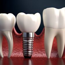 Dental implant model with artificial tooth for tooth replacement